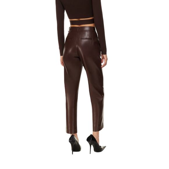 NWT Aritzia Babaton Command Cropped Trouser Vegan Leather Rich Maroon Size 00 - Picture 2 of 11